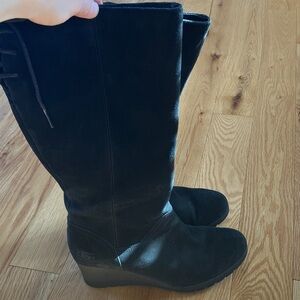 UGG Black Suede Wedges High Boots